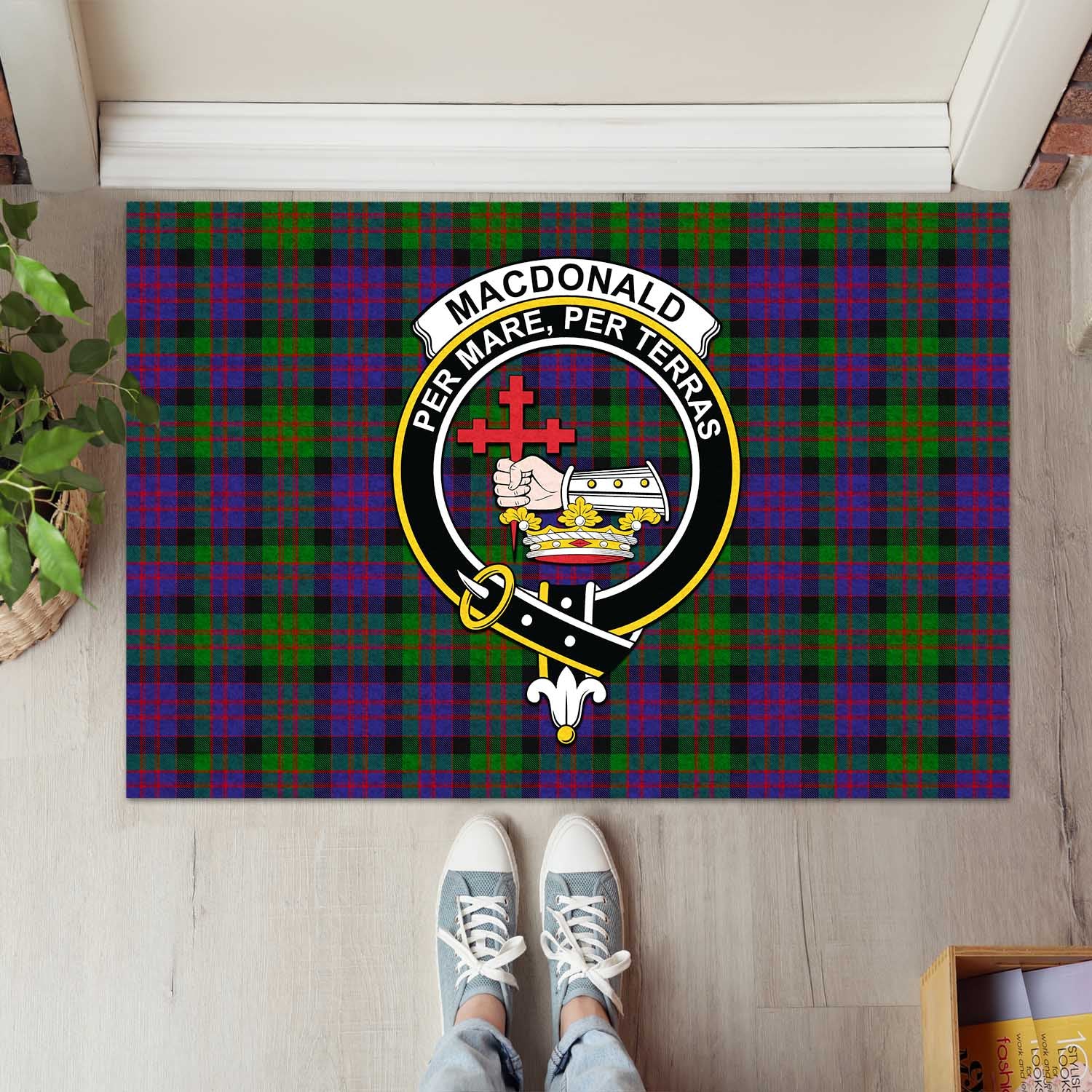 MacDonald Tartan Door Mat with Family Crest - Tartanvibesclothing