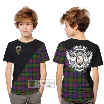 MacDonald (McDonald) Tartan Kid T-Shirt with Family Crest and Military Logo Style