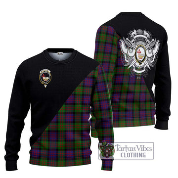 MacDonald (McDonald) Tartan Ugly Sweater with Family Crest and Military Logo Style