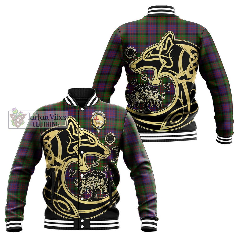 MacDonald (McDonald) Tartan Baseball Jacket with Family Crest Celtic Wolf Style Unisex - Tartan Vibes Clothing