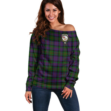 MacDonald (McDonald) Tartan Off Shoulder Women Sweater with Family Crest