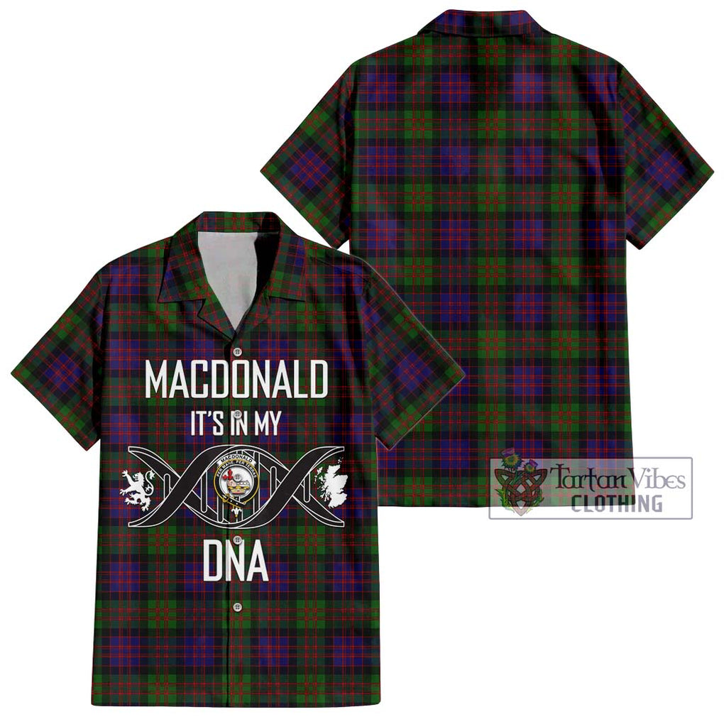 MacDonald (McDonald) Tartan Short Sleeve Button Shirt with Family Crest DNA In Me Style Kid - Tartanvibesclothing Shop