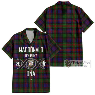 MacDonald (McDonald) Tartan Short Sleeve Button Shirt with Family Crest DNA In Me Style