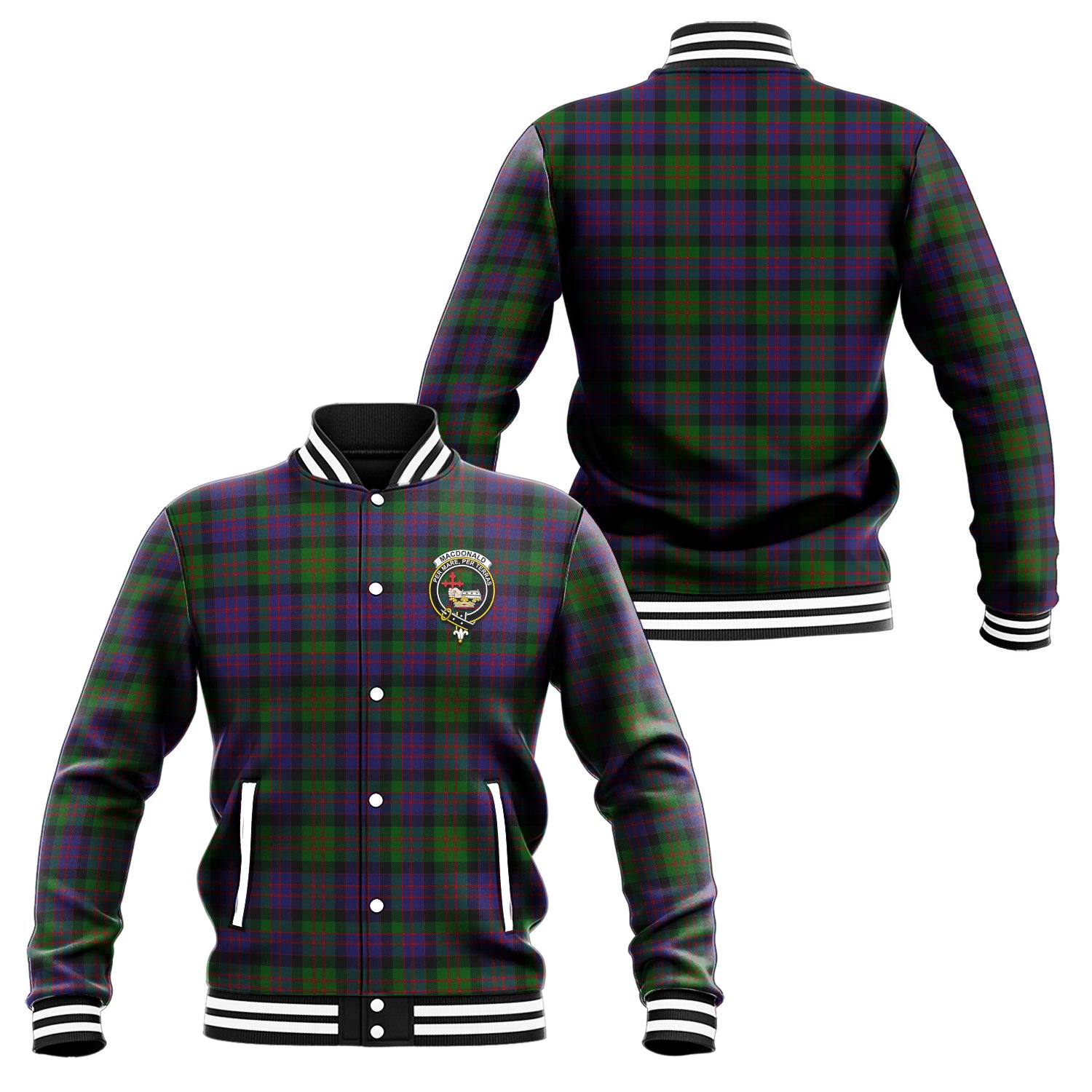 MacDonald (McDonald) Tartan Baseball Jacket with Family Crest Unisex - Tartan Vibes Clothing