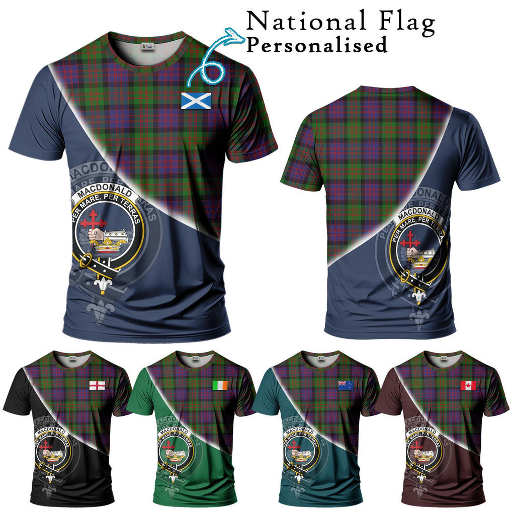 MacDonald (McDonald) Tartan T-Shirt with Personalised National Flag and Family Crest Half Style Kid's Shirt - Tartanvibesclothing Shop