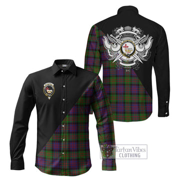 MacDonald (McDonald) Tartan Long Sleeve Button Shirt with Family Crest and Military Logo Style Men's Shirt S - Tartan Vibes Clothing