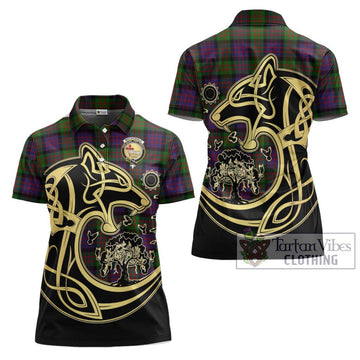 MacDonald (McDonald) Tartan Women's Polo Shirt with Family Crest Celtic Wolf Style