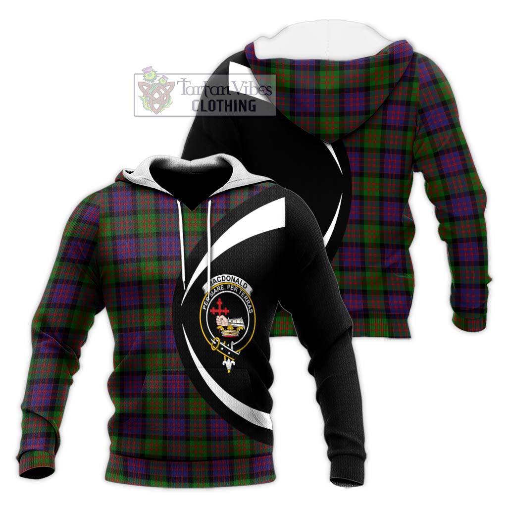 MacDonald (McDonald) Tartan Knitted Hoodie with Family Crest Circle Style Unisex Knitted Pullover Hoodie - Tartan Vibes Clothing