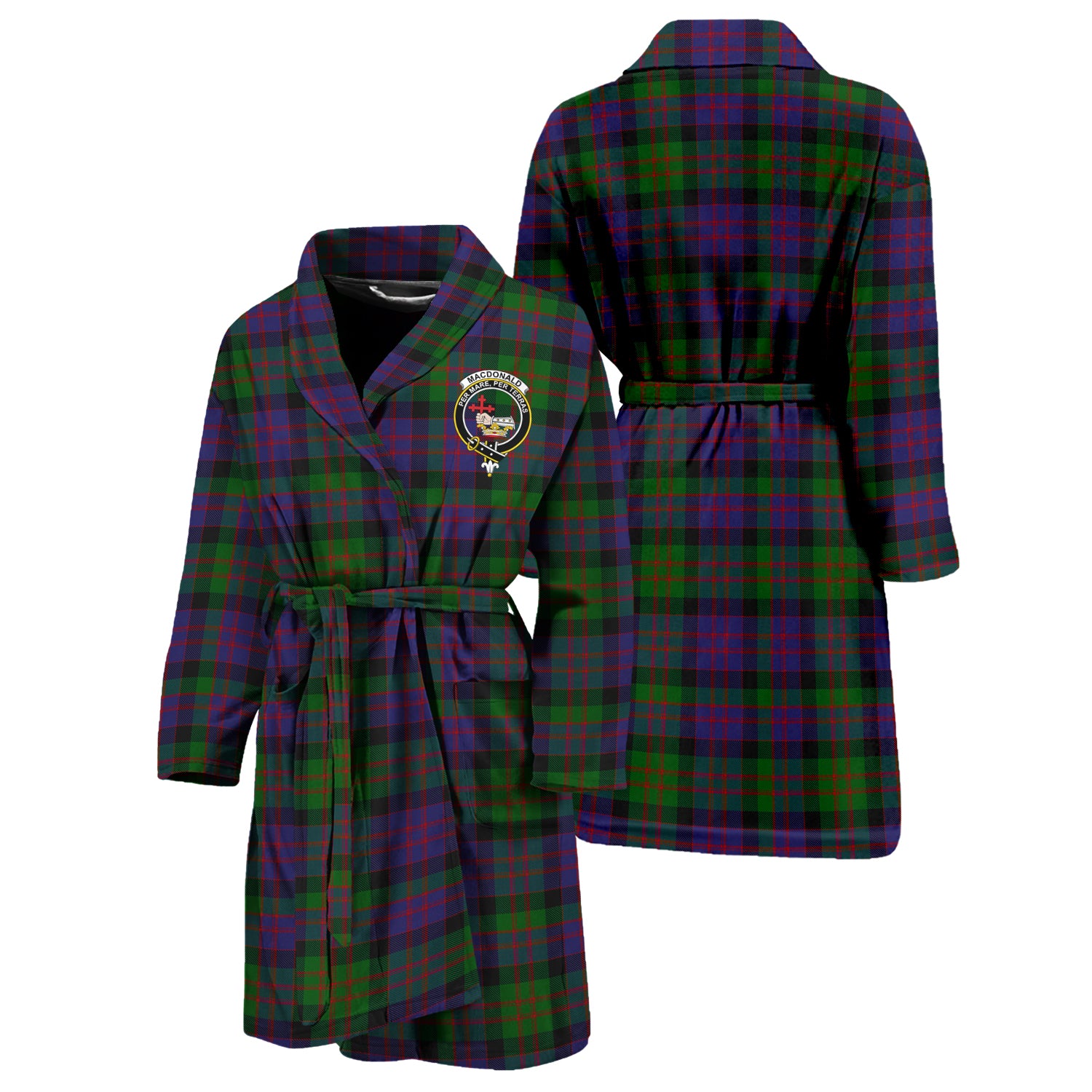 MacDonald (McDonald) Tartan Bathrobe with Family Crest Unisex S - Tartan Vibes Clothing