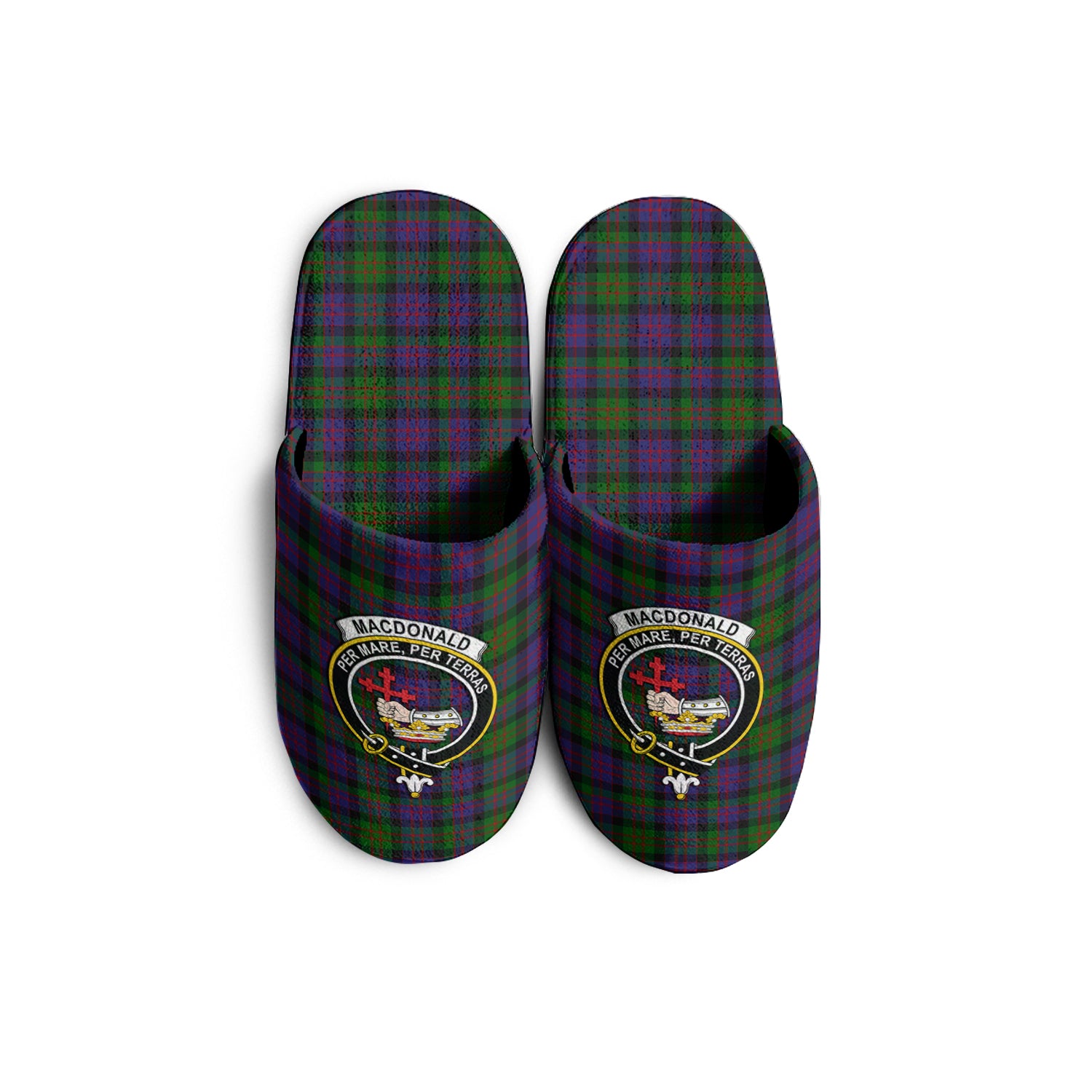 MacDonald Tartan Home Slippers with Family Crest - Tartanvibesclothing