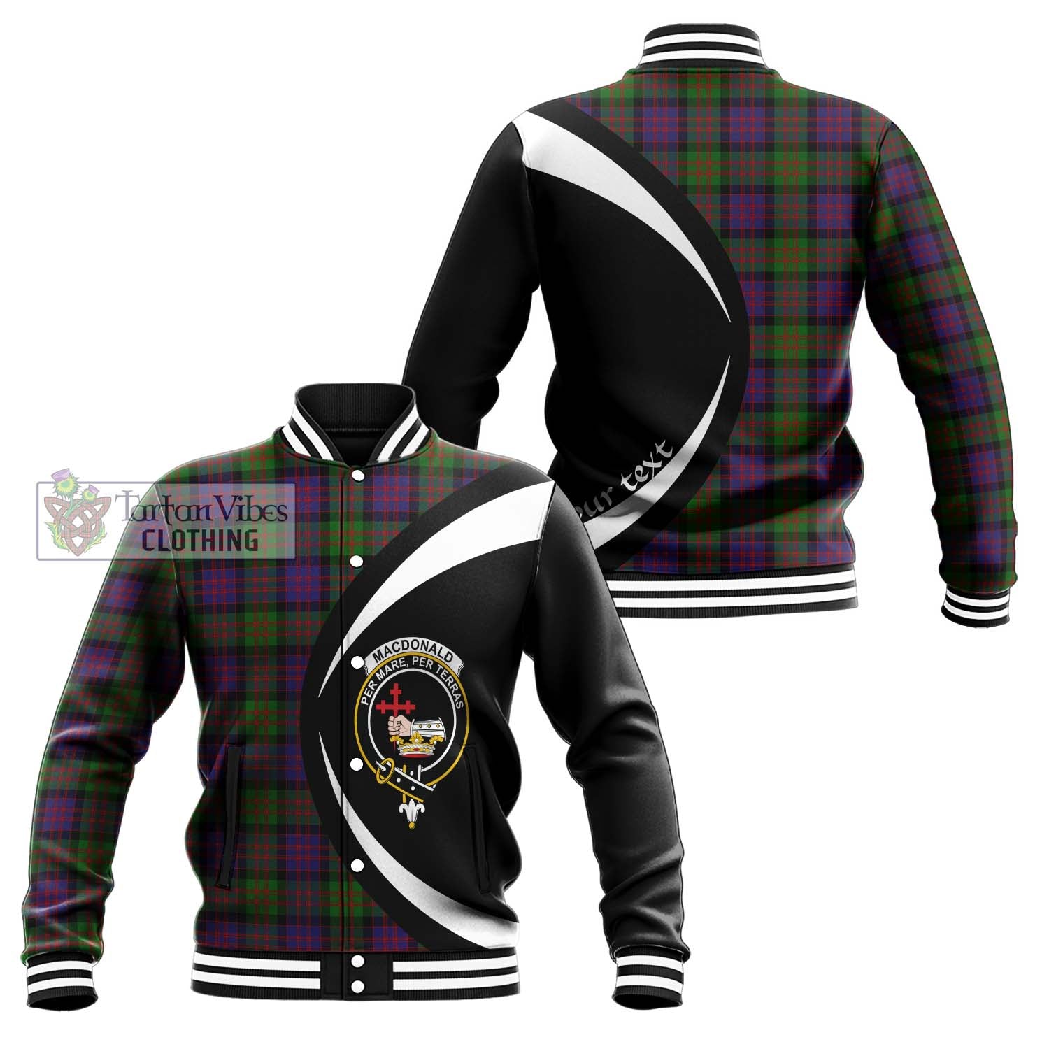 MacDonald (McDonald) Tartan Baseball Jacket with Family Crest Circle Style Unisex - Tartan Vibes Clothing