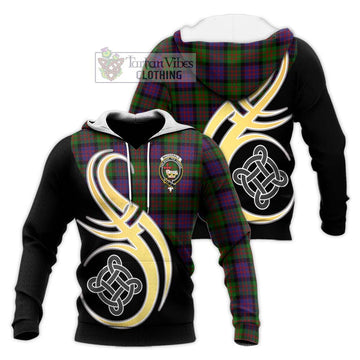 MacDonald (McDonald) Tartan Knitted Hoodie with Family Crest and Celtic Symbol Style