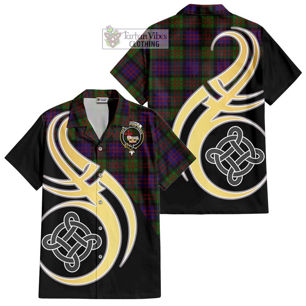 MacDonald (McDonald) Tartan Short Sleeve Button Shirt with Family Crest and Celtic Symbol Style - Tartan Vibes Clothing