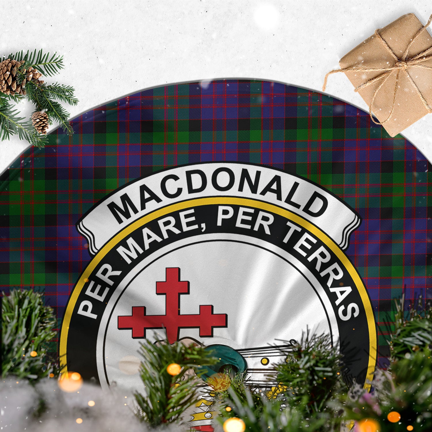 MacDonald Tartan Christmas Tree Skirt with Family Crest - Tartanvibesclothing