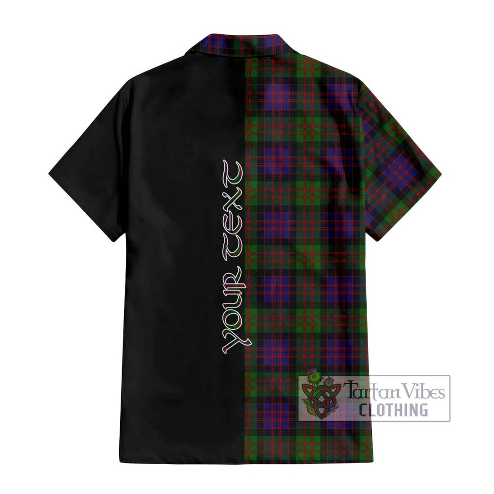 MacDonald (McDonald) Tartan Short Sleeve Button Shirt with Family Crest and Half Of Me Style - Tartanvibesclothing Shop