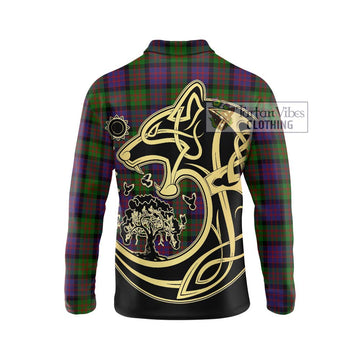 MacDonald (McDonald) Tartan Long Sleeve Polo Shirt with Family Crest Celtic Wolf Style - Tartan Vibes Clothing