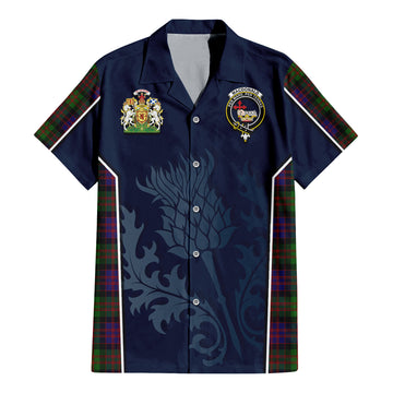 MacDonald (McDonald) Tartan Short Sleeve Button Up Shirt with Family Crest and Scottish Thistle Vibes Sport Style