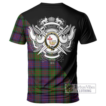 MacDonald (McDonald) Tartan T-Shirt with Family Crest and Military Logo Style