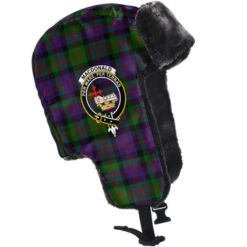 MacDonald (McDonald) Tartan Winter Trapper Hat with Family Crest