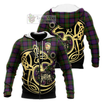 MacDonald (McDonald) Tartan Knitted Hoodie with Family Crest Celtic Wolf Style