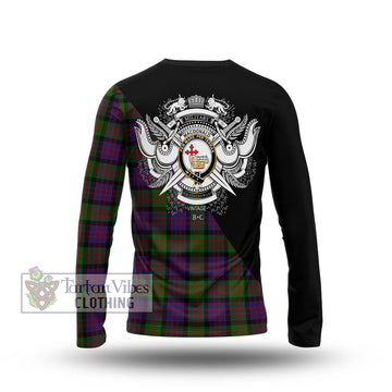 MacDonald (McDonald) Tartan Long Sleeve T-Shirt with Family Crest and Military Logo Style