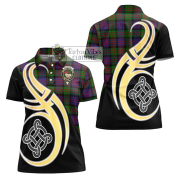 MacDonald (McDonald) Tartan Women's Polo Shirt with Family Crest and Celtic Symbol Style