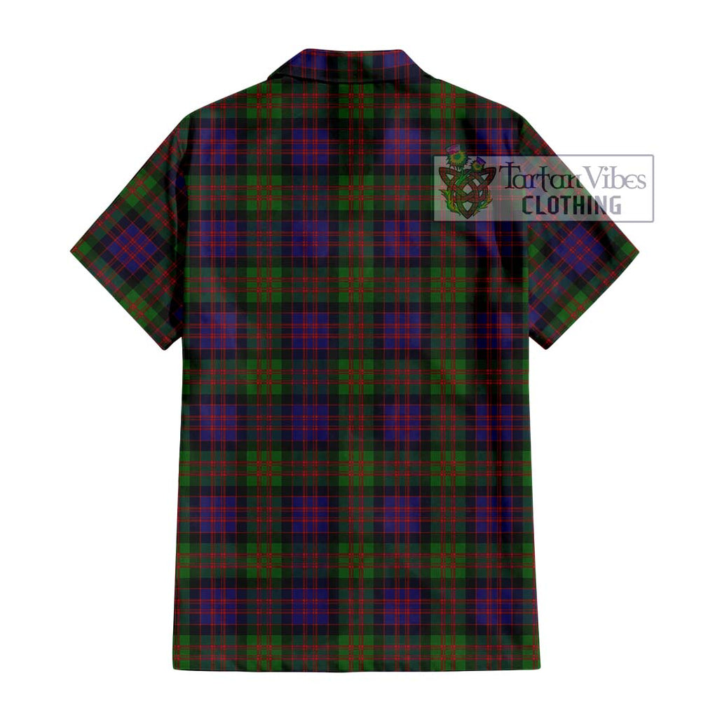 MacDonald (McDonald) Tartan Short Sleeve Button Shirt with Family Crest DNA In Me Style - Tartanvibesclothing Shop