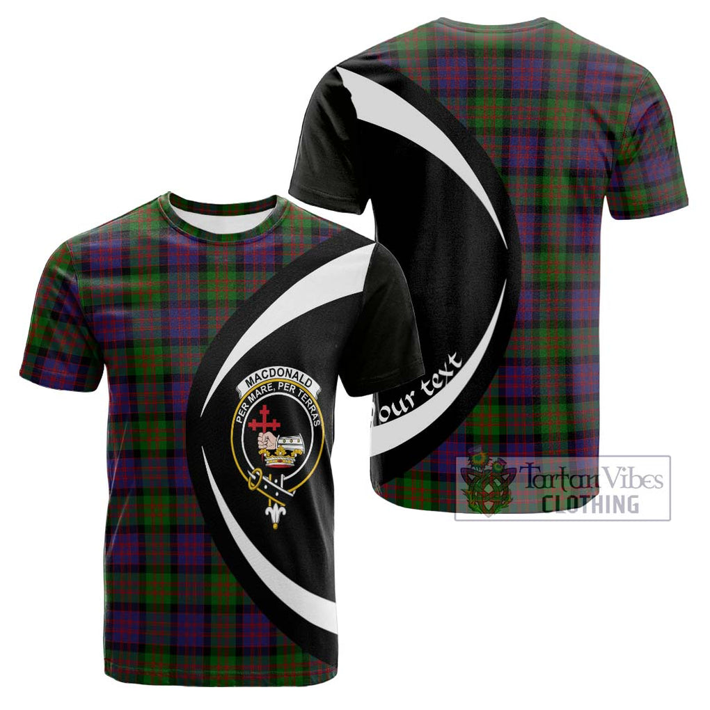 Tartan Vibes Clothing MacDonald Tartan Cotton T-shirt with Family Crest Circle Style