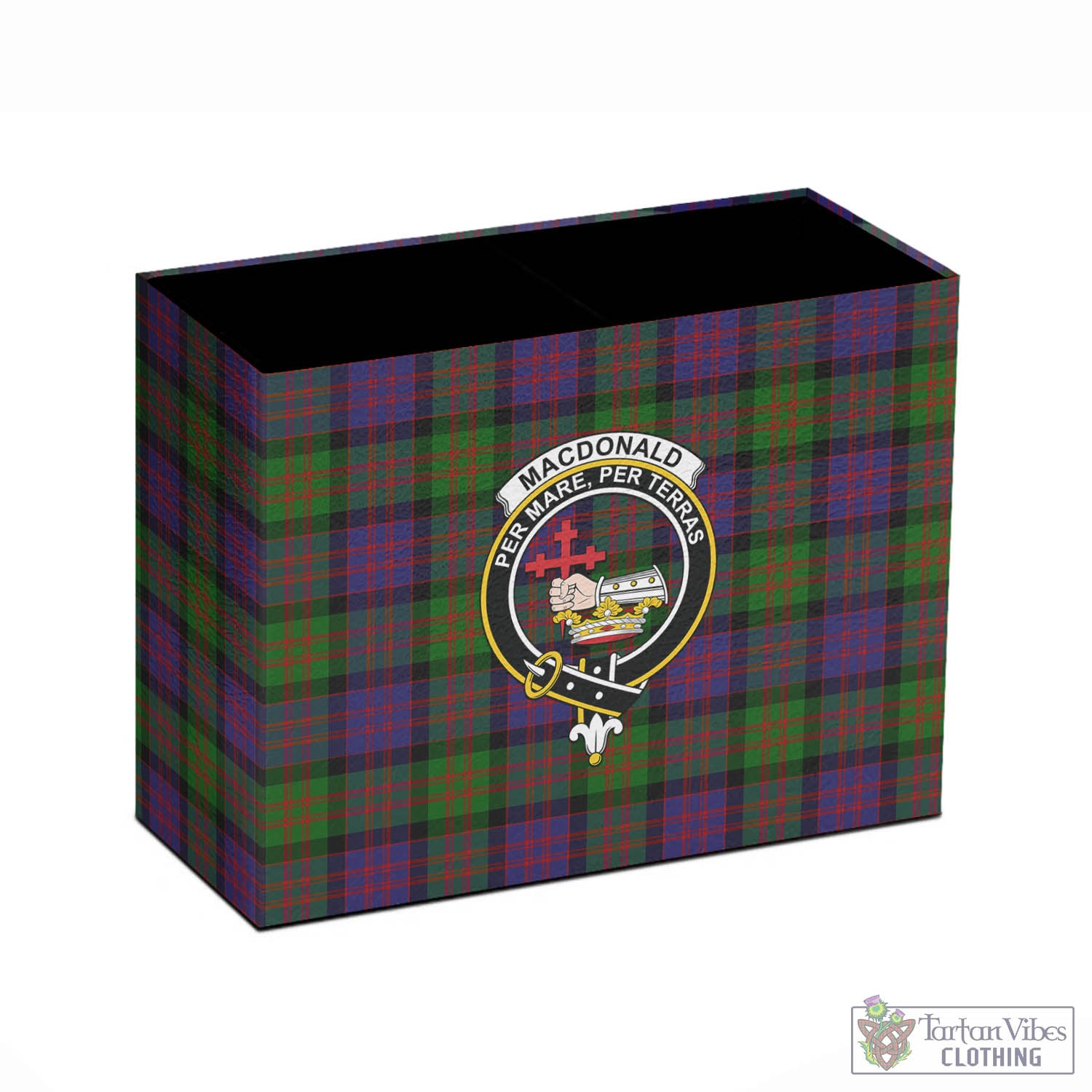 Tartan Vibes Clothing MacDonald Tartan Pen Holder with Family Crest