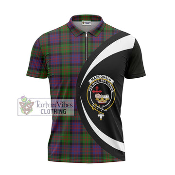 MacDonald (McDonald) Tartan Zipper Polo Shirt with Family Crest Circle Style - Tartan Vibes Clothing