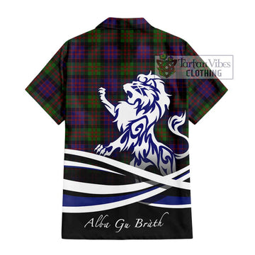 MacDonald (McDonald) Tartan Short Sleeve Button Shirt with Alba Gu Brath Regal Lion Emblem