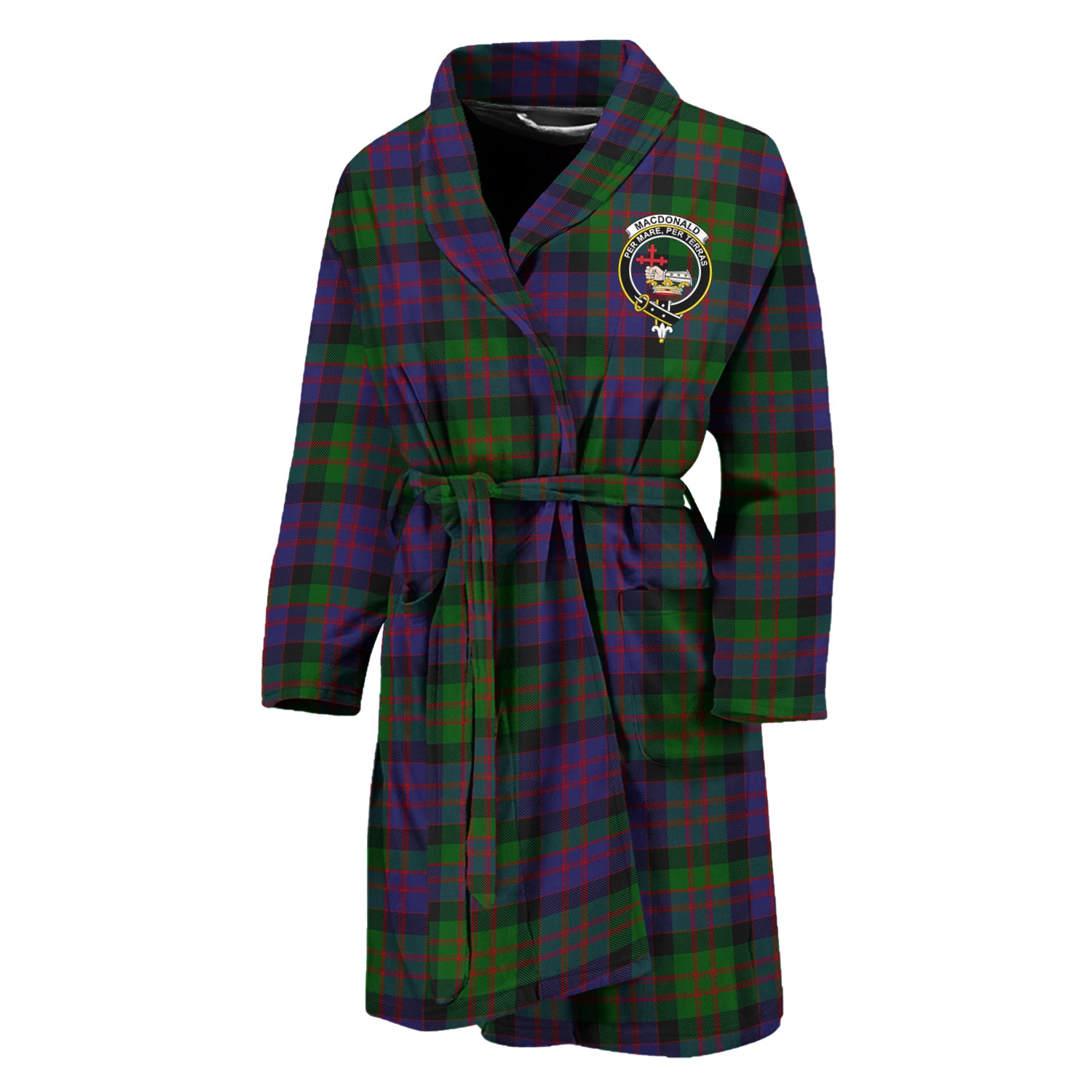 MacDonald (McDonald) Tartan Bathrobe with Family Crest Unisex M - Tartan Vibes Clothing