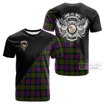 MacDonald (McDonald) Tartan Cotton T-shirt with Family Crest and Military Logo Style