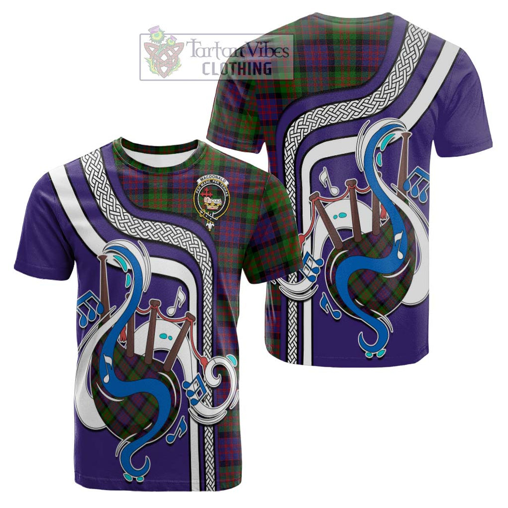 Tartan Vibes Clothing MacDonald Tartan Cotton T-shirt with Epic Bagpipe Style