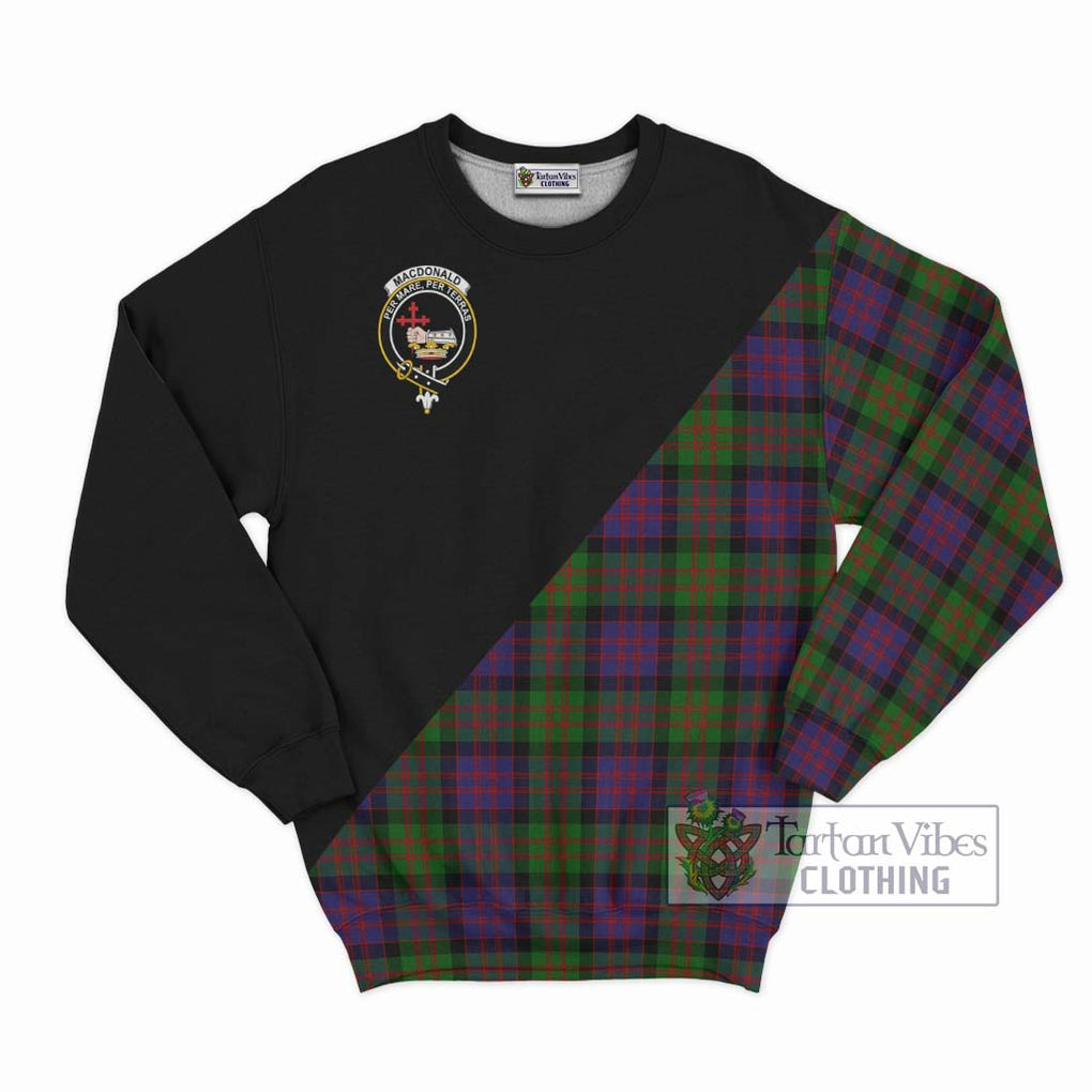 MacDonald (McDonald) Tartan Sweatshirt with Family Crest and Military Logo Style - Tartan Vibes Clothing