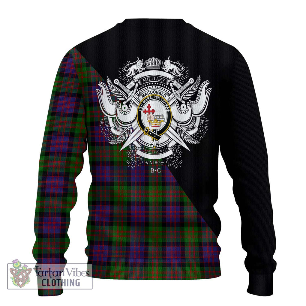 MacDonald (McDonald) Tartan Knitted Sweater with Family Crest and Military Logo Style - Tartanvibesclothing Shop