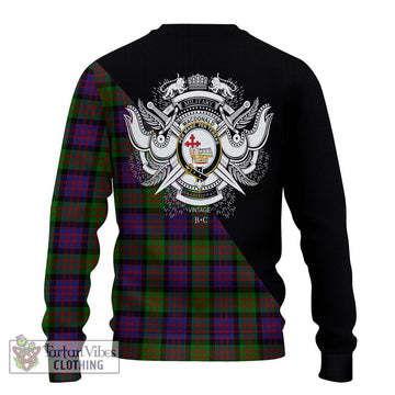 MacDonald (McDonald) Tartan Ugly Sweater with Family Crest and Military Logo Style