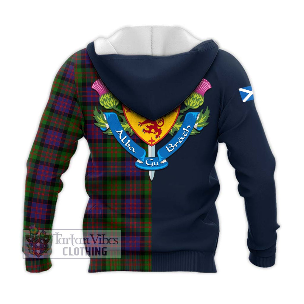 Tartan Vibes Clothing MacDonald Tartan Knitted Hoodie with Scottish Lion Royal Arm Half Style