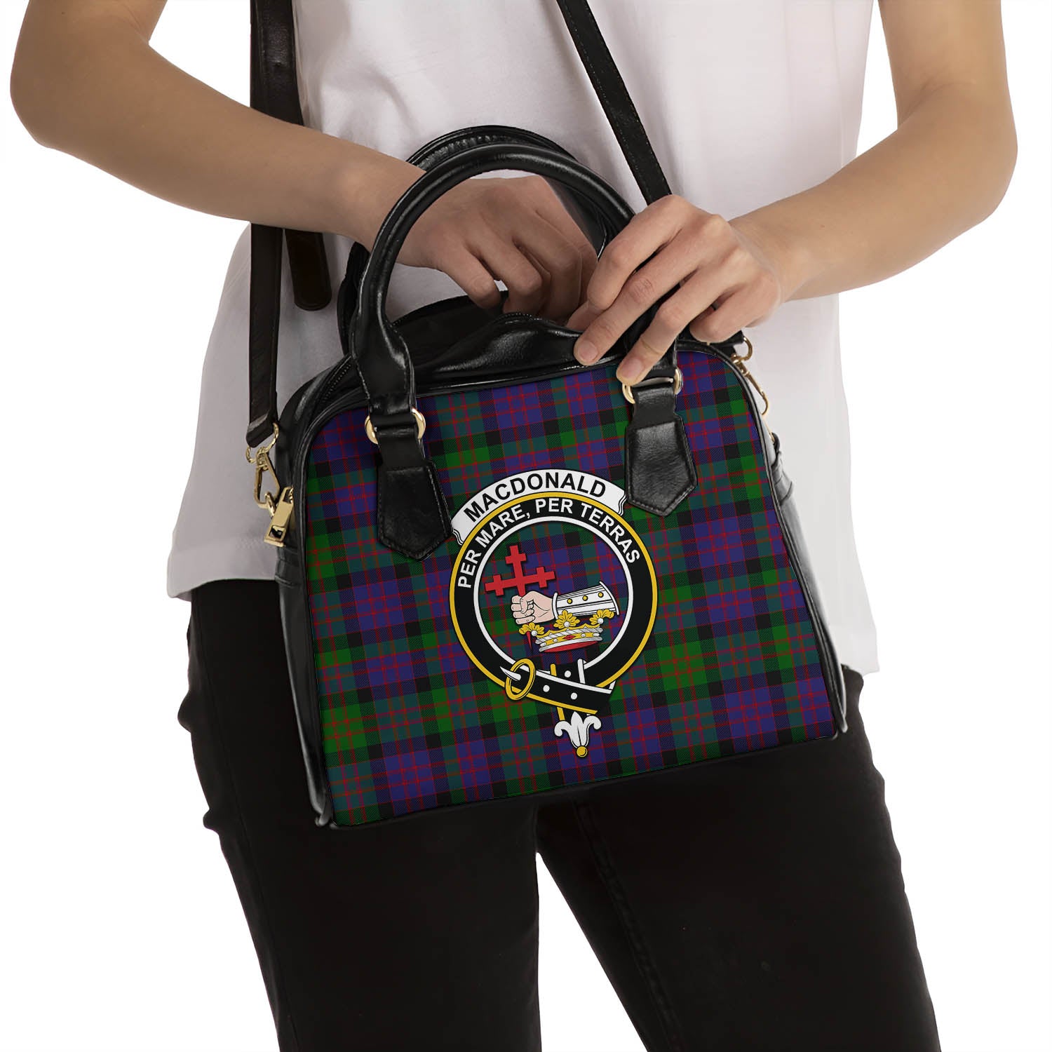 MacDonald Tartan Shoulder Handbags with Family Crest - Tartanvibesclothing