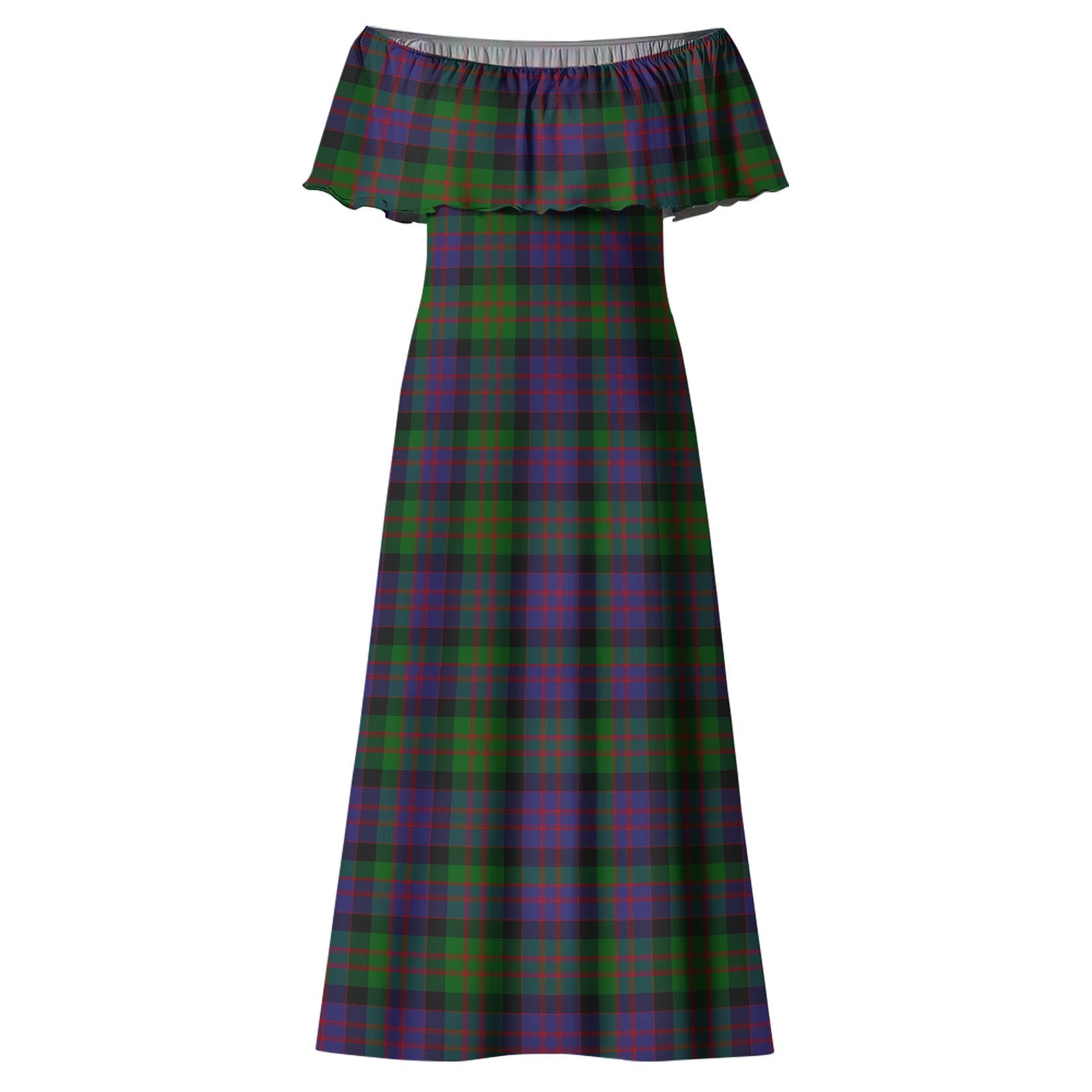 MacDonald Tartan Off Shoulder Long Dress - Tartanvibesclothing