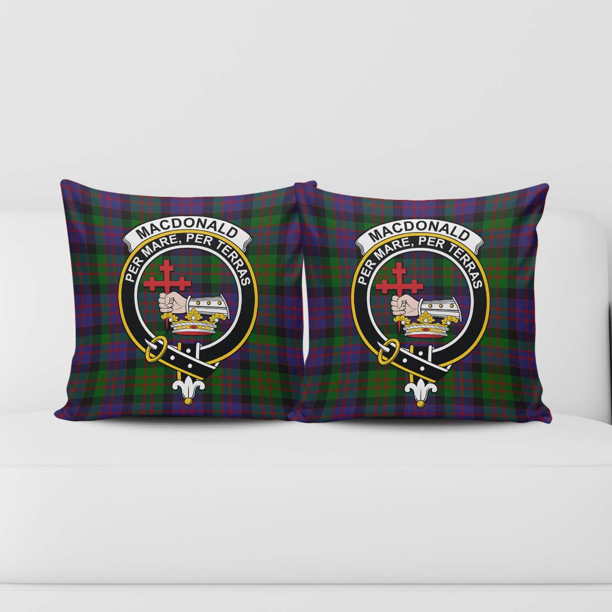 MacDonald Tartan Pillow Cover with Family Crest - Tartanvibesclothing