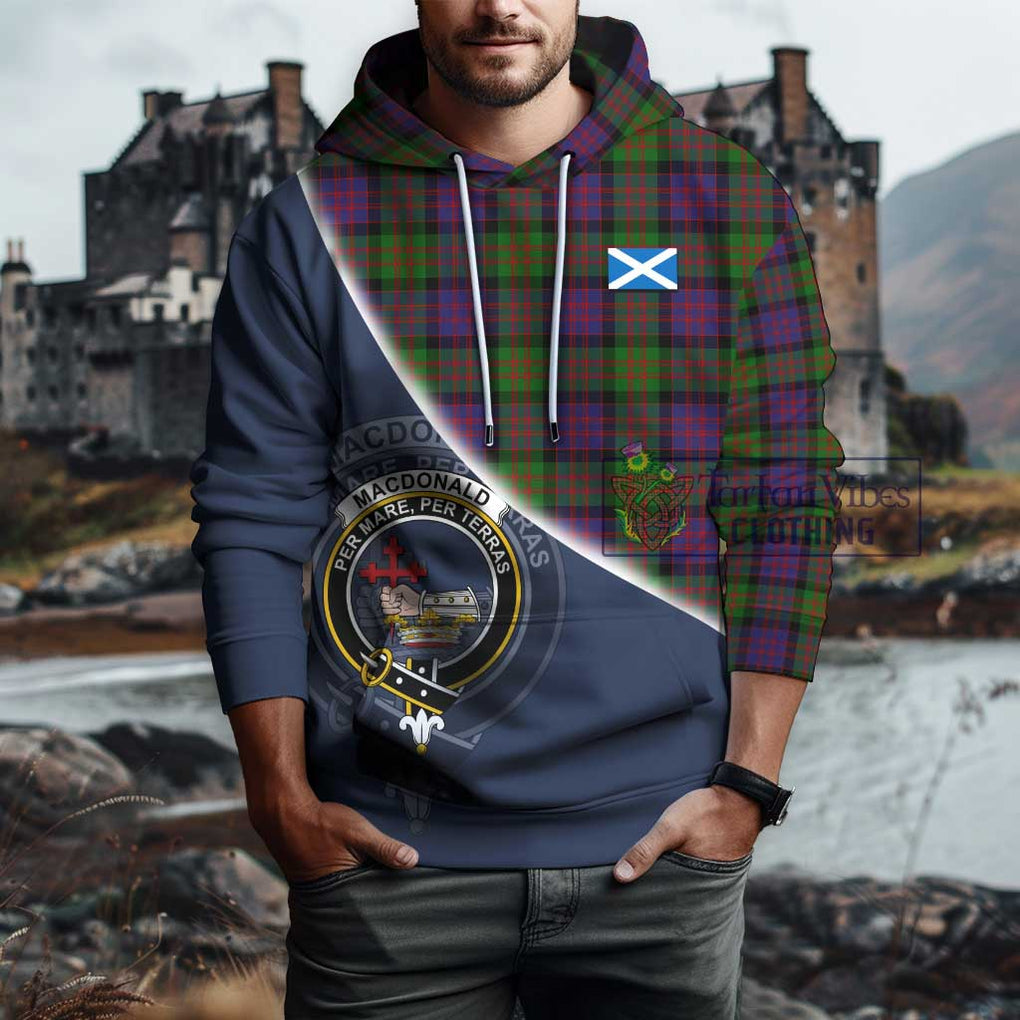 MacDonald (McDonald) Tartan Hoodie with Personalised National Flag and Family Crest Half Style - Tartanvibesclothing Shop