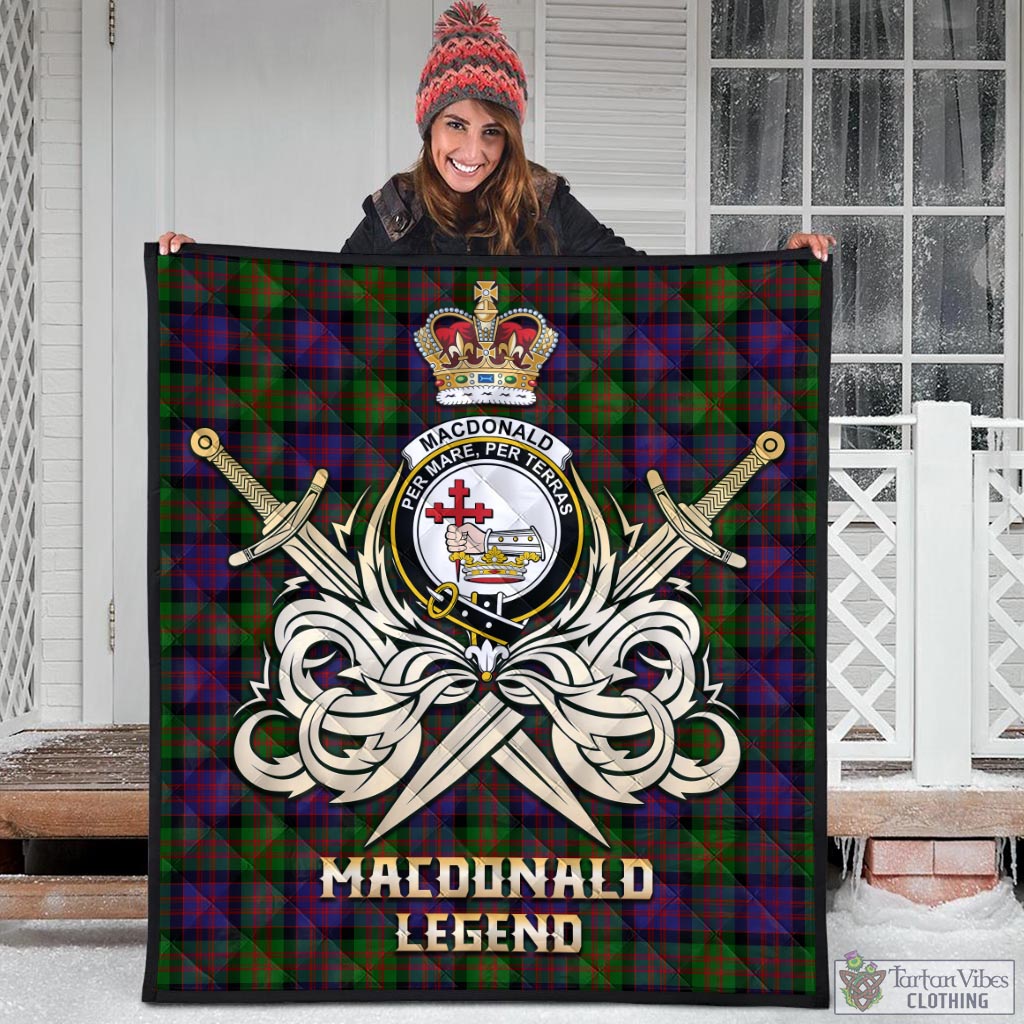 Tartan Vibes Clothing MacDonald Tartan Quilt with Clan Crest and the Golden Sword of Courageous Legacy