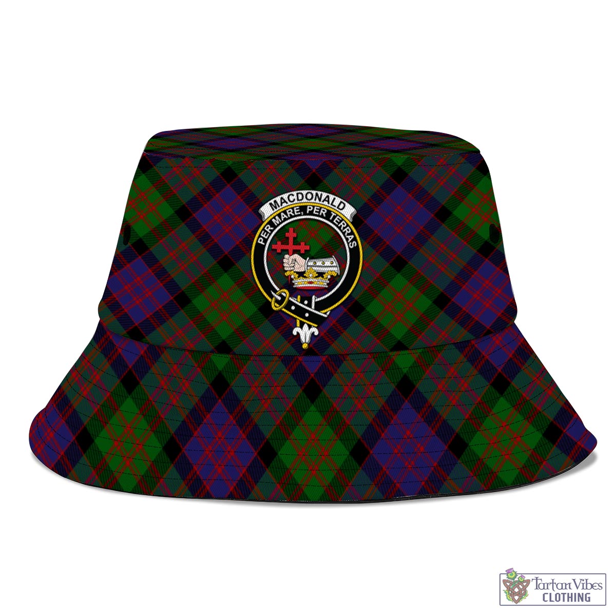 Tartan Vibes Clothing MacDonald Tartan Bucket Hat with Family Crest