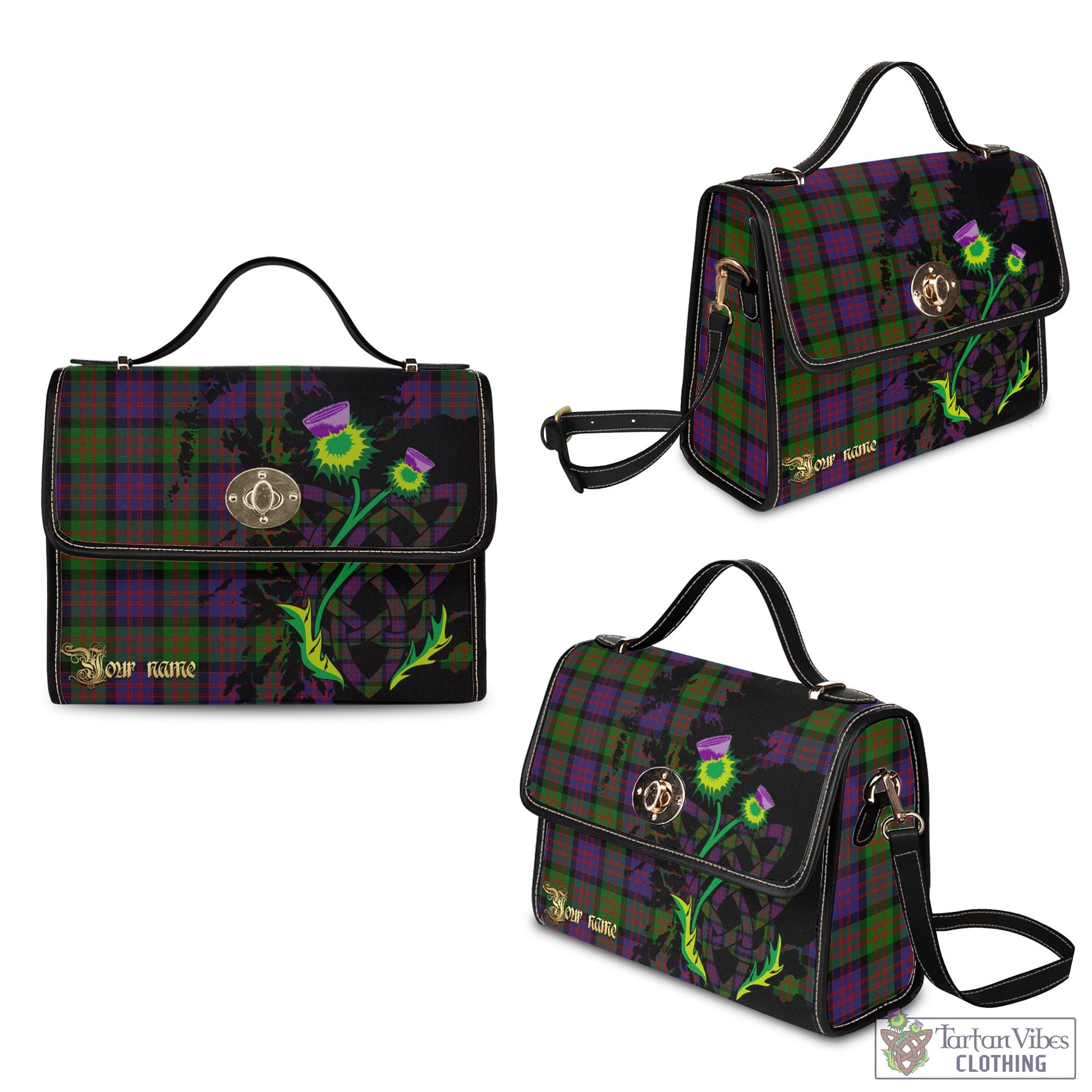 Tartan Vibes Clothing MacDonald Tartan Waterproof Canvas Bag with Scotland Map and Thistle Celtic Accents