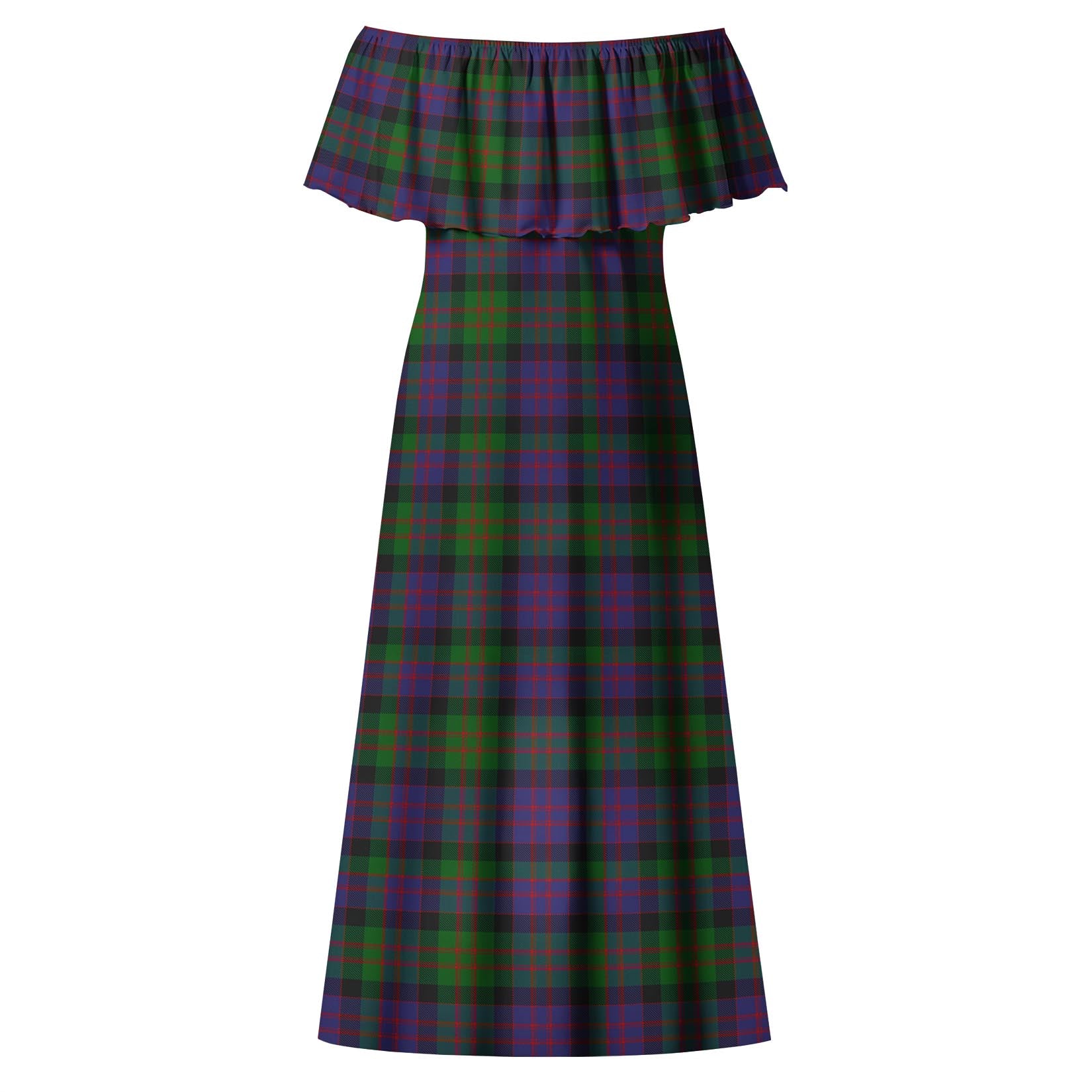 MacDonald Tartan Off Shoulder Long Dress - Tartanvibesclothing