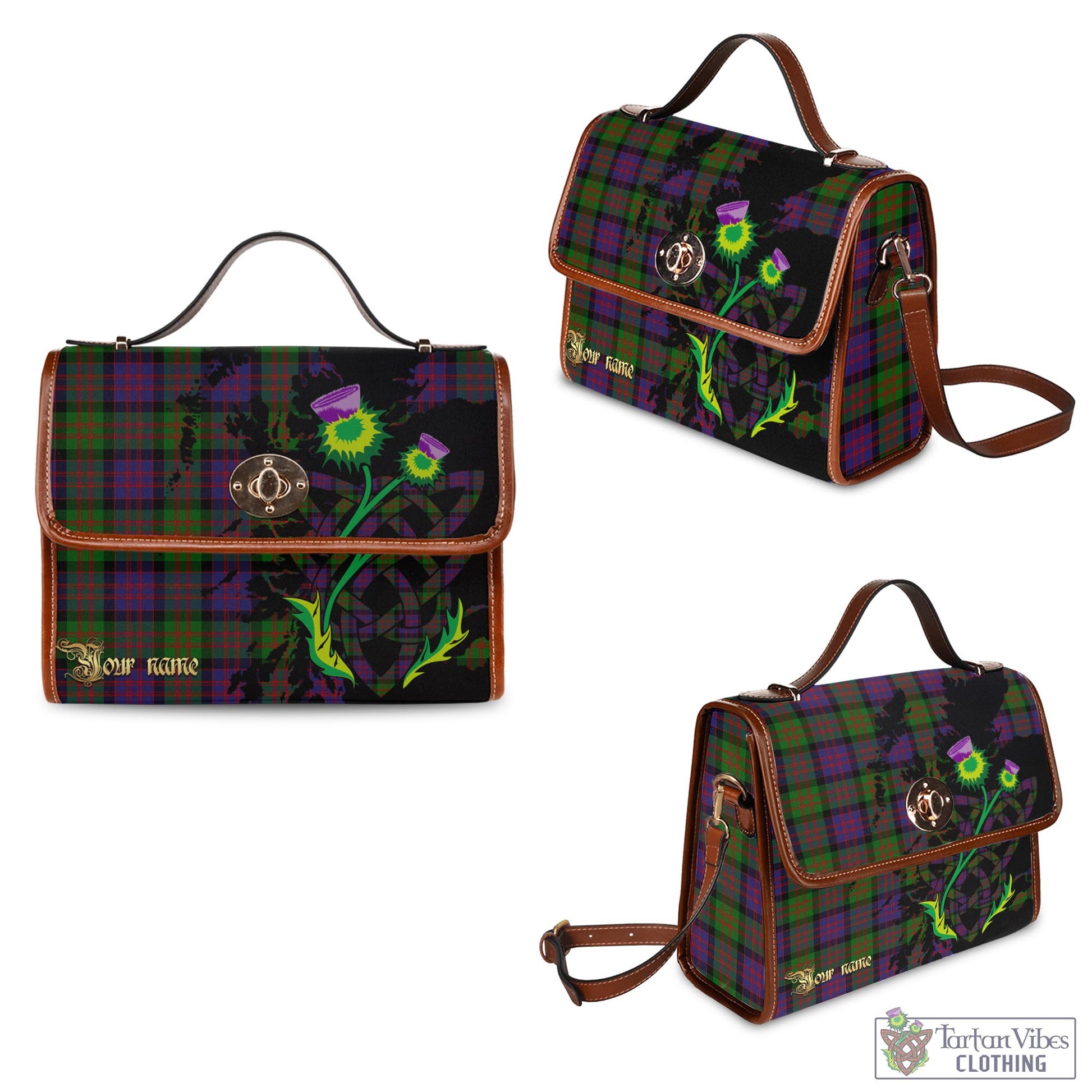 Tartan Vibes Clothing MacDonald Tartan Waterproof Canvas Bag with Scotland Map and Thistle Celtic Accents