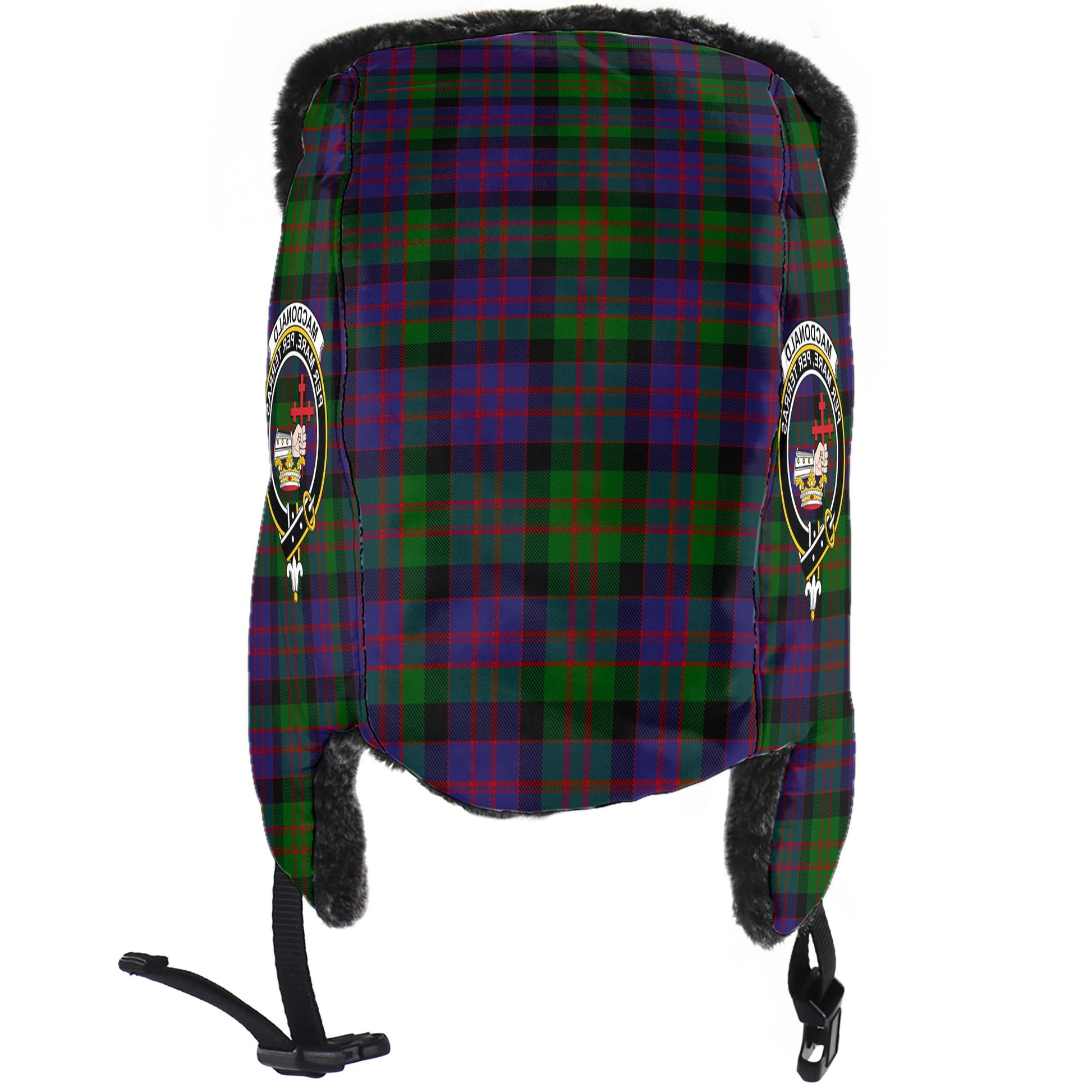 MacDonald Tartan Winter Trapper Hat with Family Crest - Tartanvibesclothing