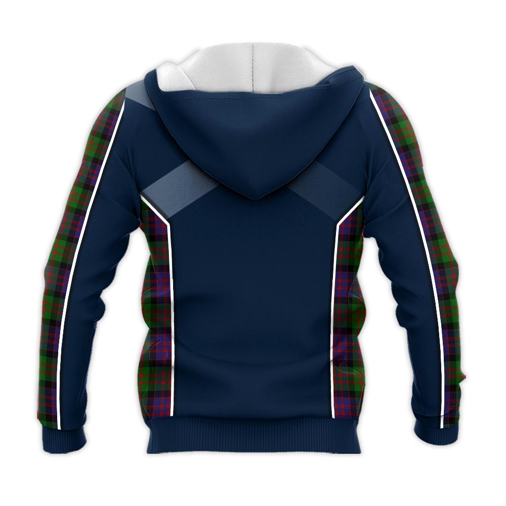 Tartan Vibes Clothing MacDonald Tartan Knitted Hoodie with Family Crest and Scottish Thistle Vibes Sport Style