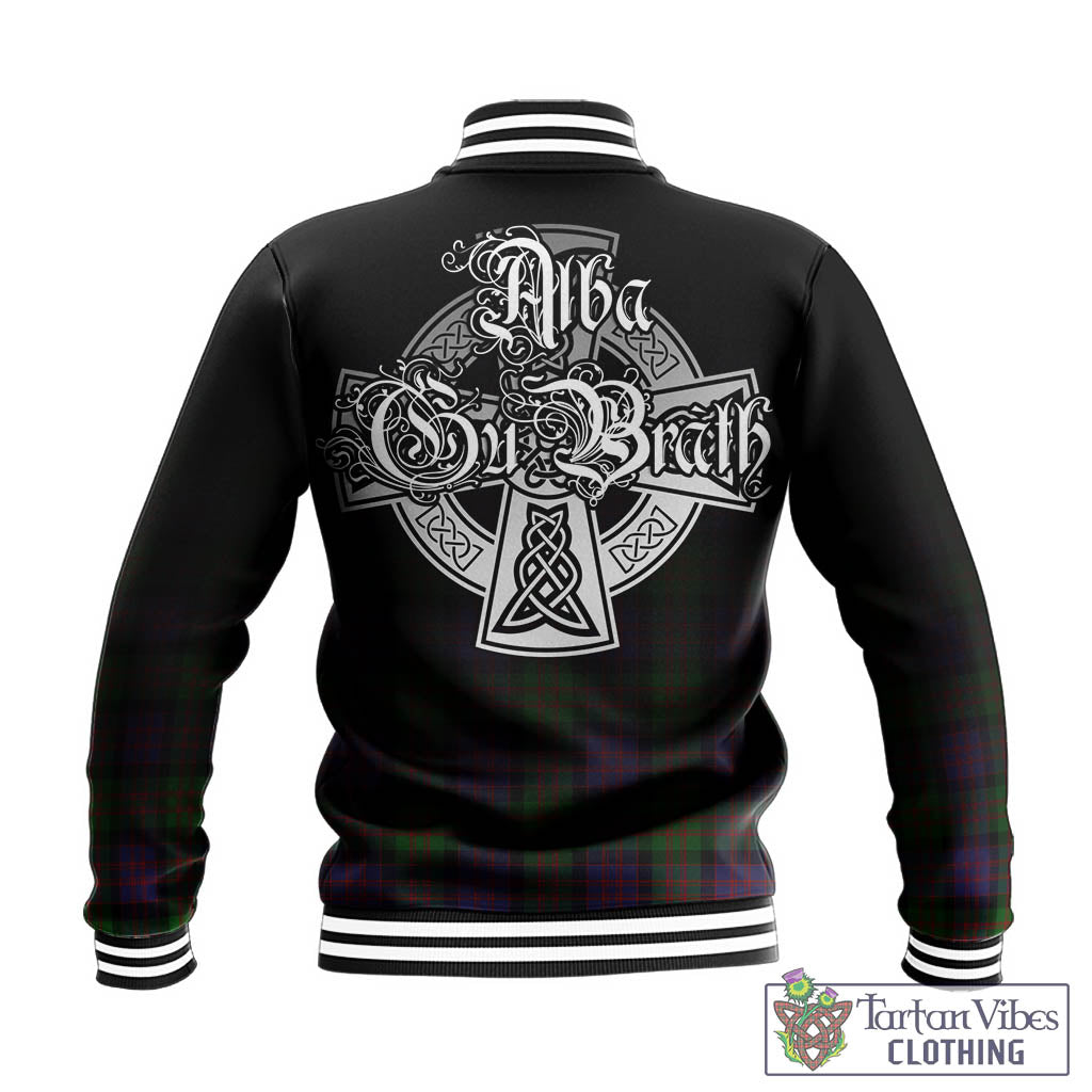 Tartan Vibes Clothing MacDonald Tartan Baseball Jacket Featuring Alba Gu Brath Family Crest Celtic Inspired